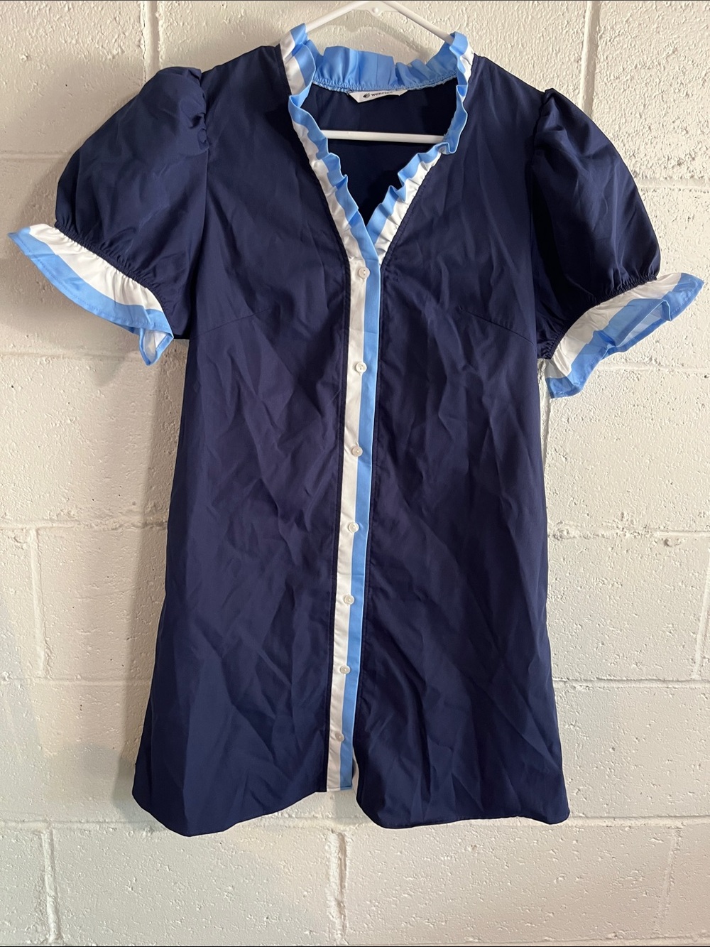 Wenrine Ruffle-Trim Button Front Dress- Medium - Picture 2 of 6